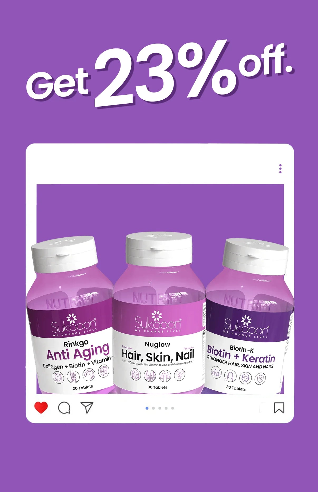 3X Glow Bundle (Rinkgo + Nuglow +  Biotin-K (FREE)