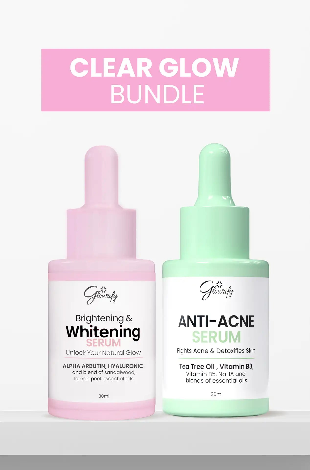 Clear Glow Bundle (  Anti-Acne + Brightening & Whitening Serum)