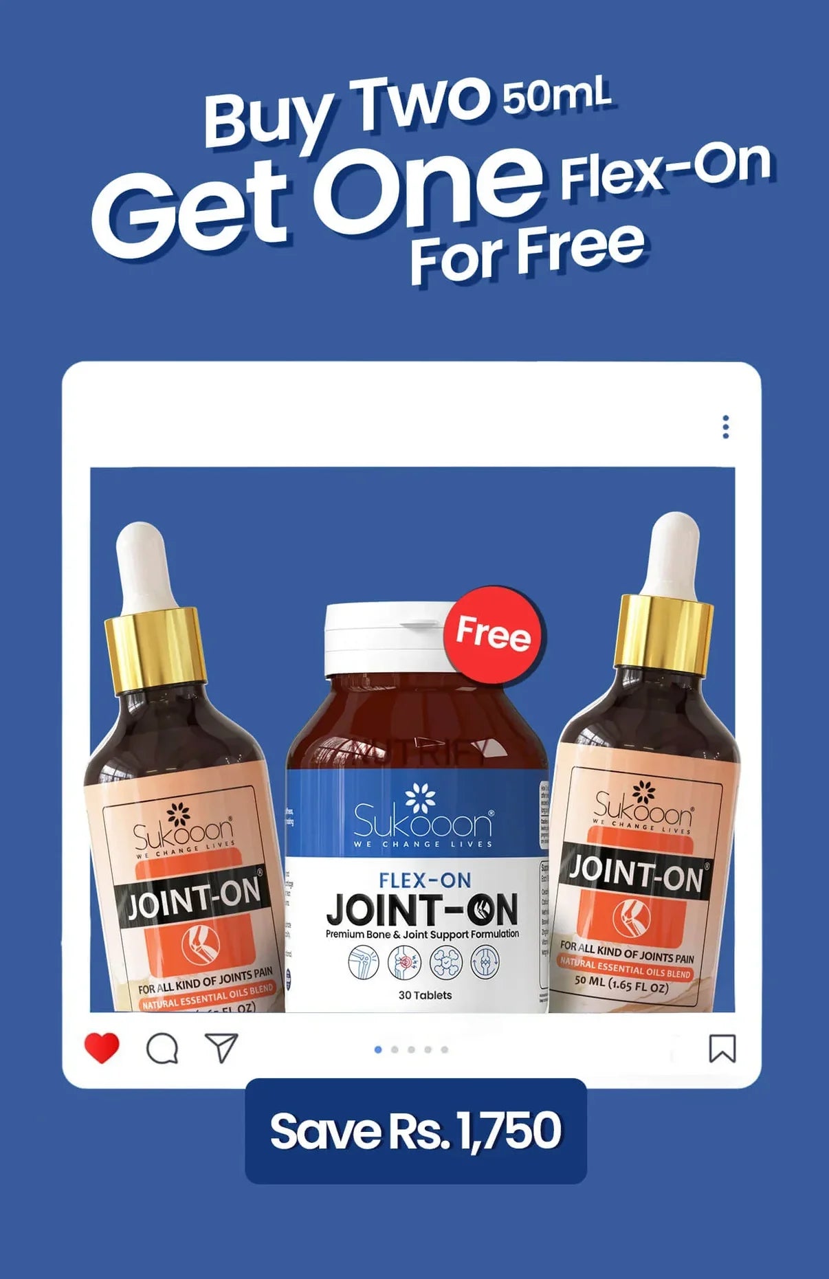 Joint-on (50ML) x 2 + Flex-on Tablets - Buy 2 & Get 1 FREE