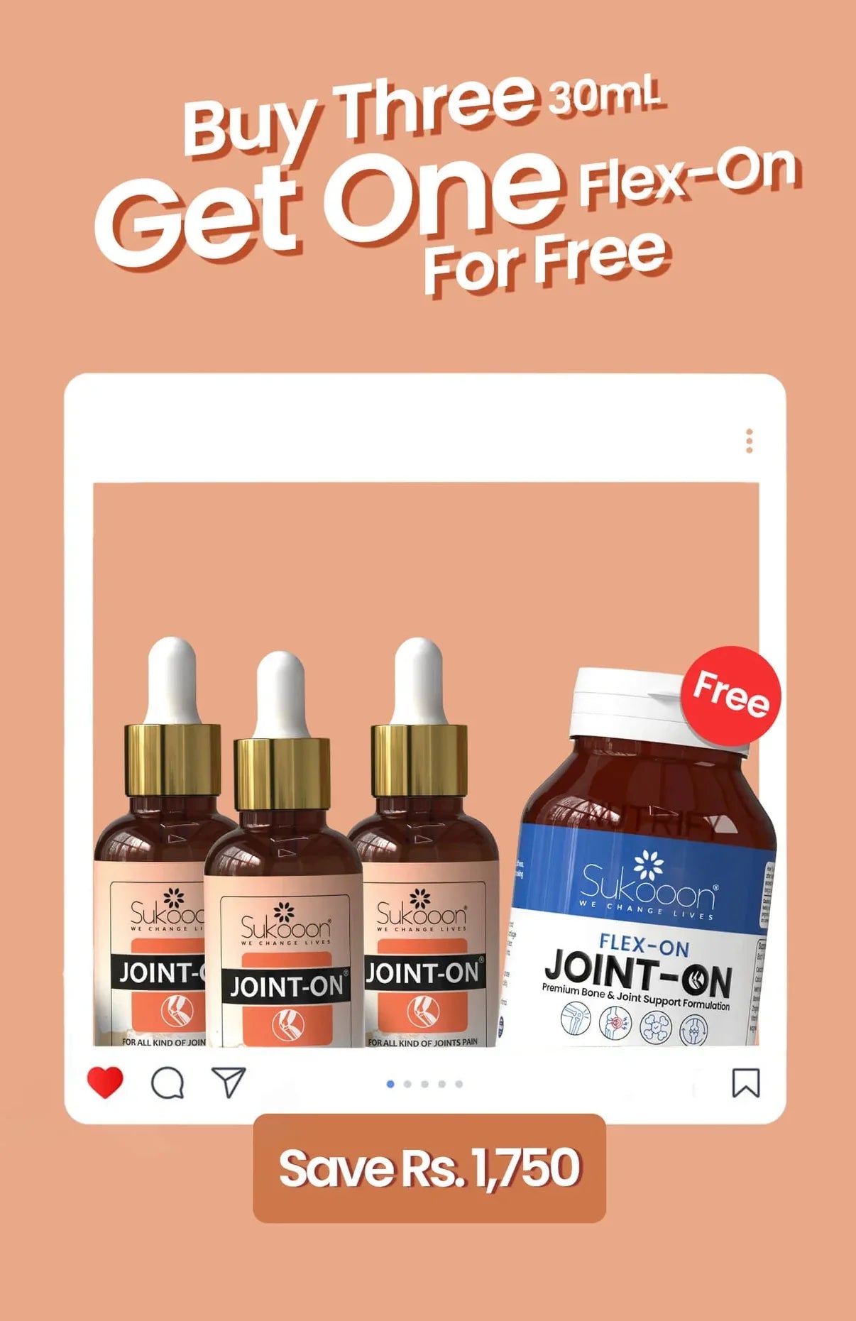 Joint-on (30ML) x 3 + Flex-on Tablets | Buy 3 & Get 1 FREE