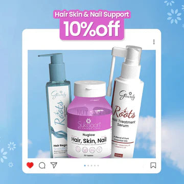 Hair Skin Nail Bundle ( Roots Serum 120ml / Nuglow 30 Tablets / Roots Hair Regrow Shampoo 200ml )