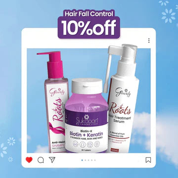 Roots Complete Hair Care Bundle (Roots Serum 120ml + BIOTIN-K + Roots Hair Refreshing Shampoo 200ml)
