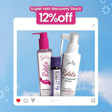 Super Hair Recovery Bundle ( Roots Serum 120ml / BIOTIN-PRO Shots Pack 15 Vials / Roots Anti Hair Loss Shampoo 200ml )